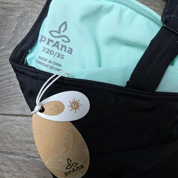 NWT prAna Ruched Tankini Swimsuit Set Built In Bra Adjustable Strap XS - Picture 4 of 6